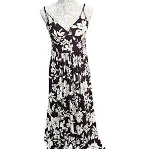 American Living by Ralph Lauren Brown Ivory Maxi Sun dress Spaghetti straps 8